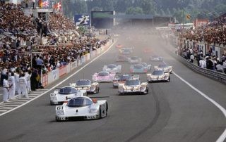 1989 Le Mans Sauber-Mercedes C9s lead the field