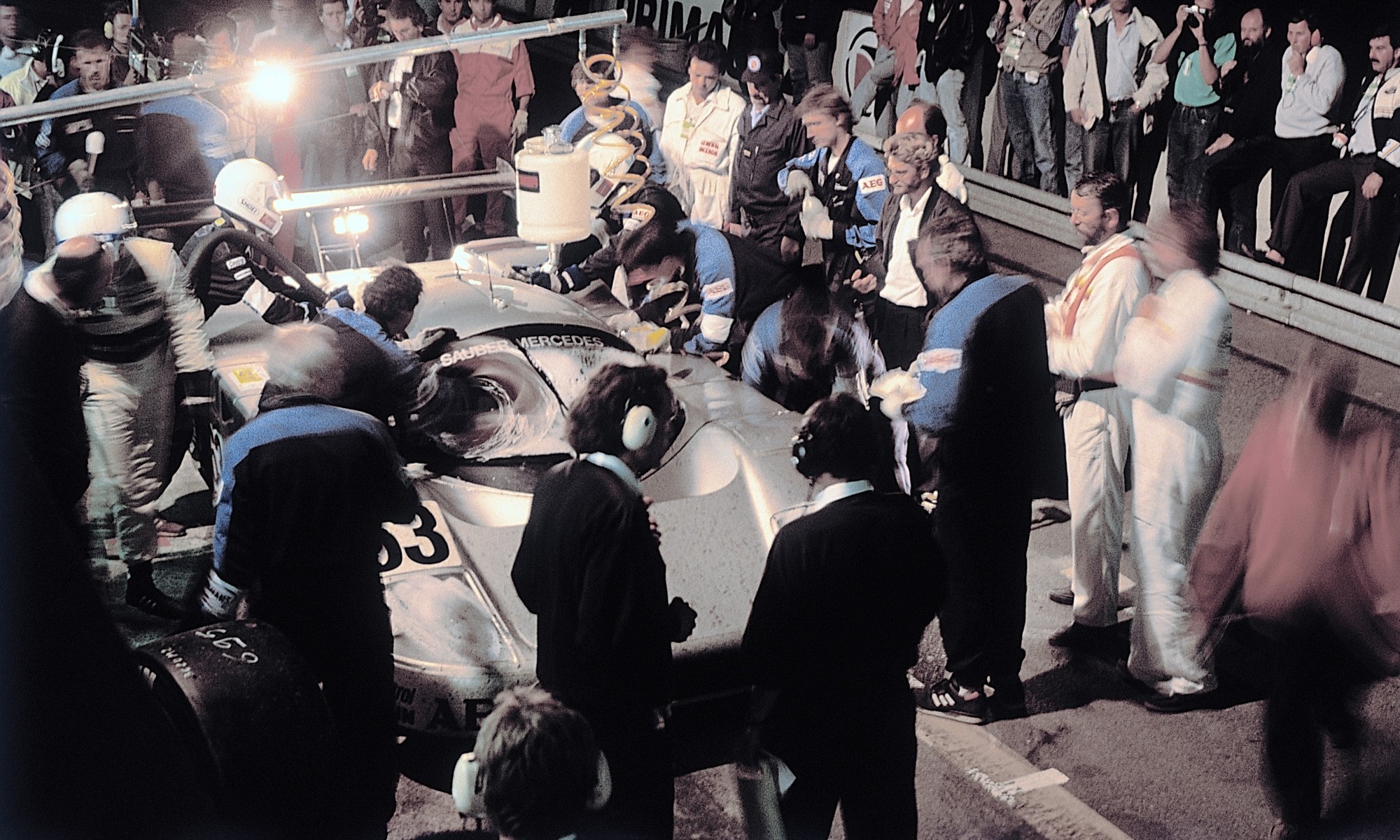1989 Le Mans Sauber-Mercedes C9 pit stop