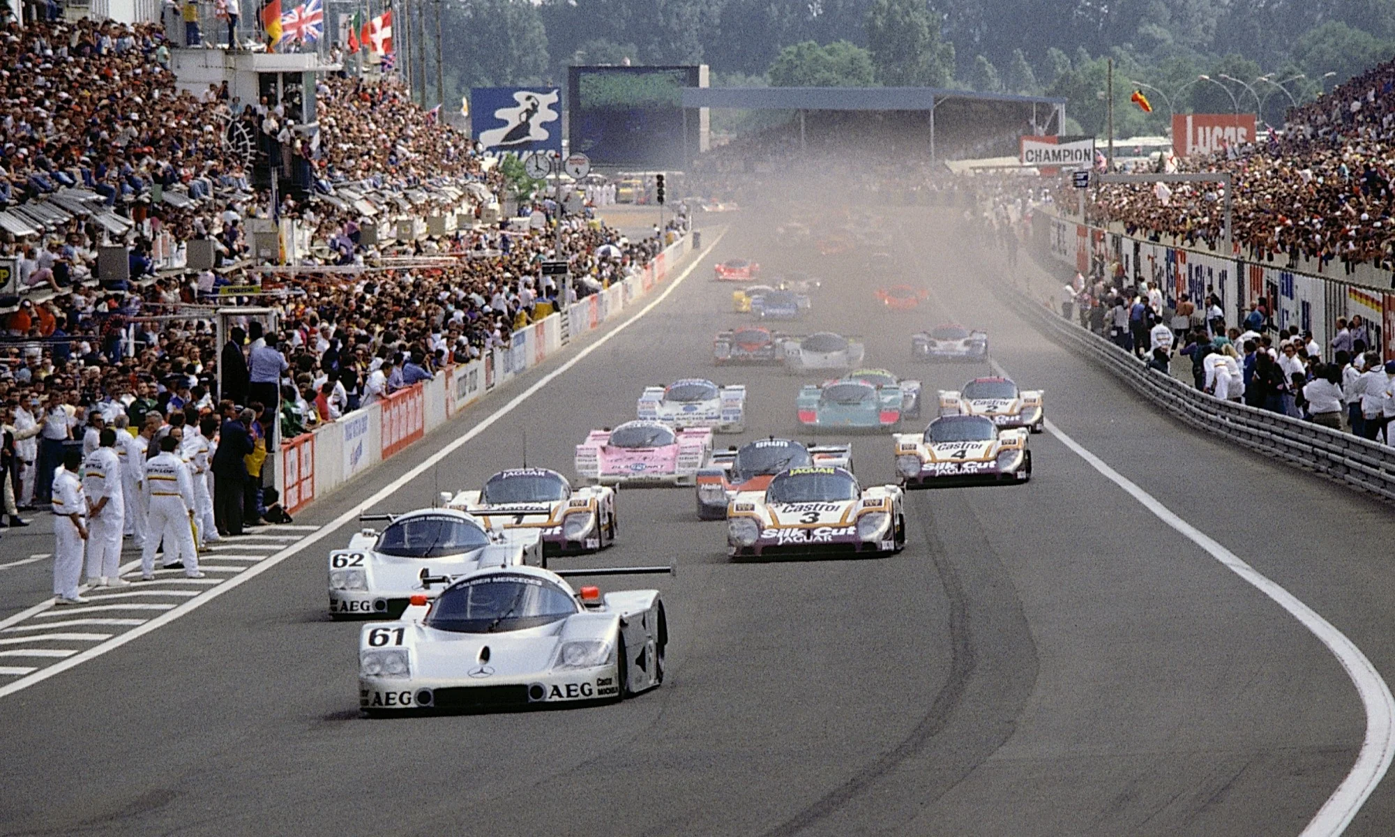 1989 Le Mans Sauber-Mercedes C9s lead the field