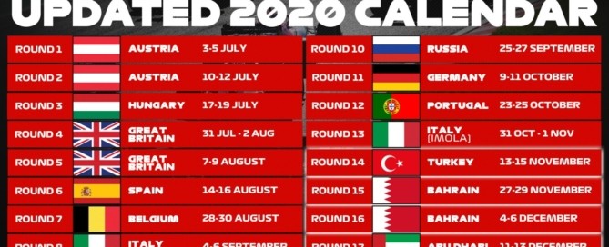 2020 F1 Calendar expands to 17 races