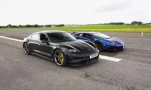 Taycan vs Aventador SV Drag Race [video]