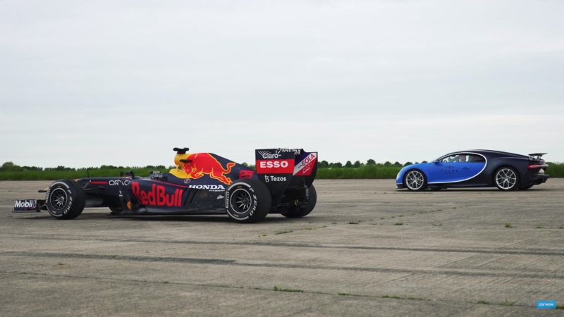 Bugatti Chiron vs F1 Car Drag Race [w/video] - Double Apex