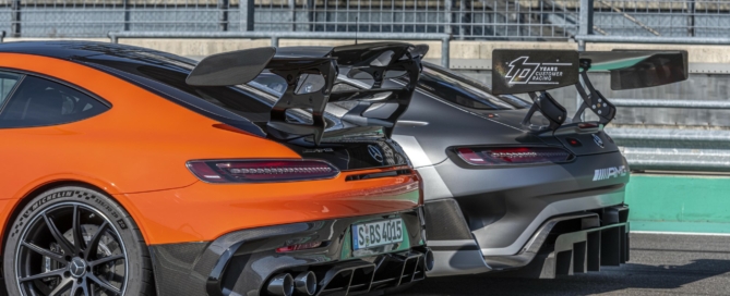 Mercedes-AMG GT Black Series with GT3 racer rear