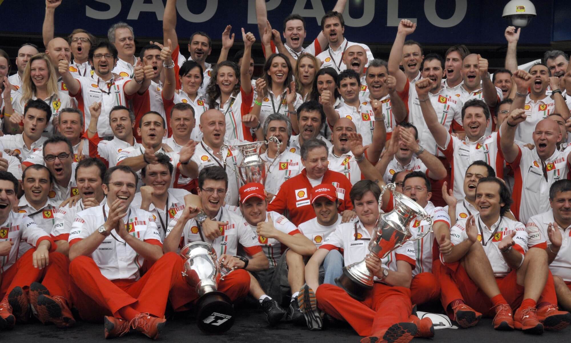 Kimi Raikkonen and the Ferrari team.