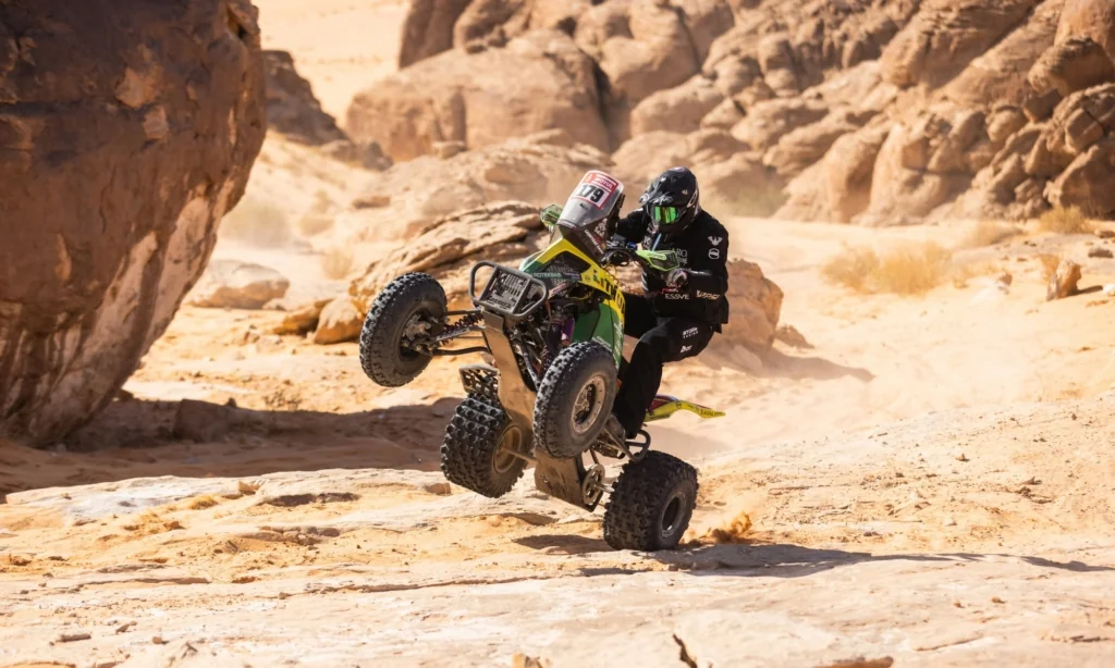 Laisvydas Kancius on a Yamaha YFM700 quad figures that he can also do a one-wheel wheelie, just like regular bikes. (Marcelo Machado de Melo - FotoP)