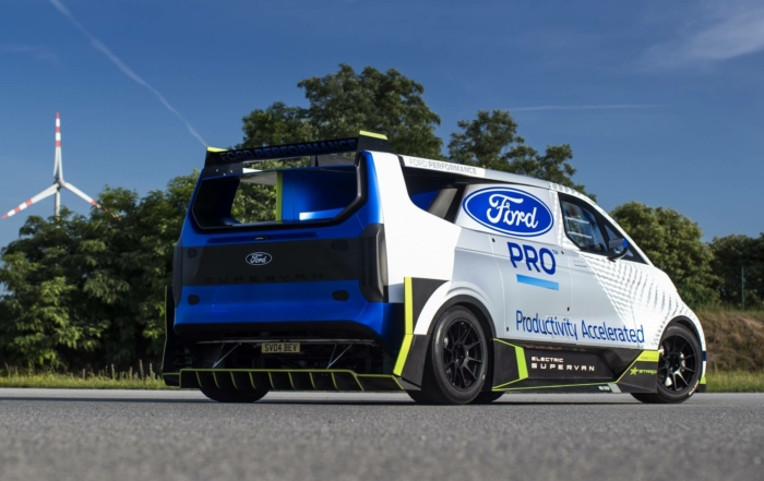 Ford Pro Electric SuperVan side