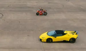 Twin-turbo Lambo Vs MotoGP Bike Drag Race [video]