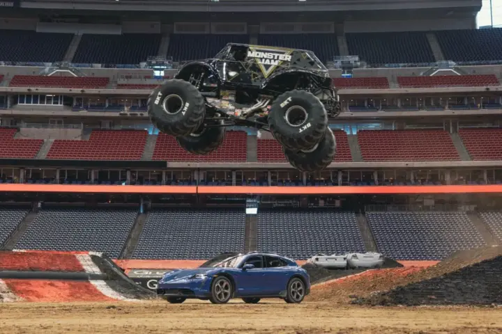 Porsche Taycan Cross Turismo Vs Monster Truck [video]