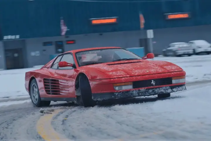 Ferrari Testarossa Drifting In The Snow [video]