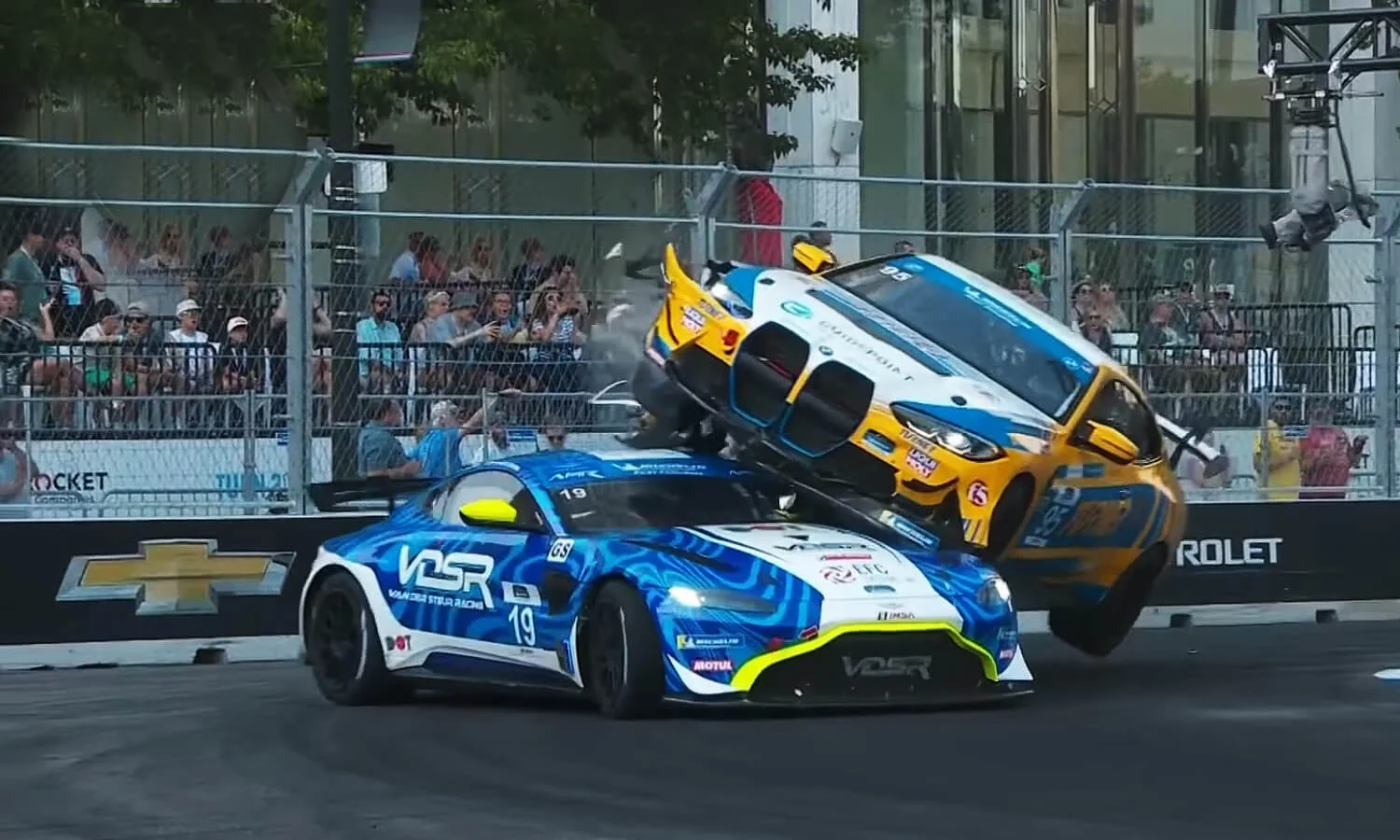 bizarre IMSA crash
