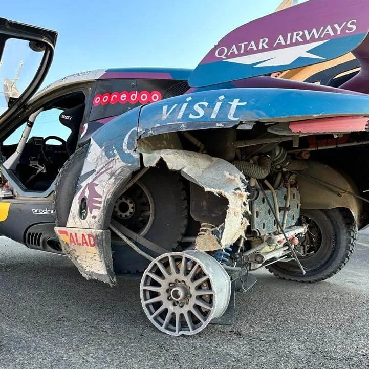 Al-Attiyah finished 2024 Dakar Stage 3 on three wheels