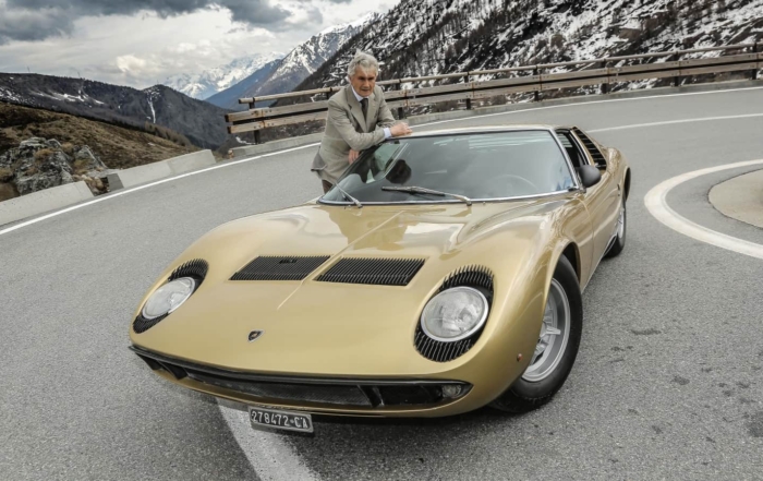 Marcello Gandini with the Lamborghini Miura