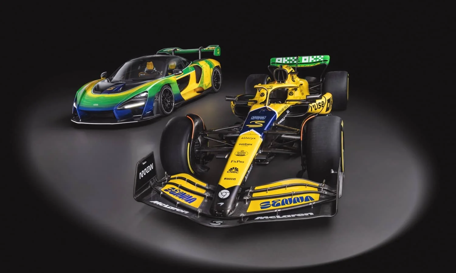 Senna Sempre Liveried F1 and Senna Road Car