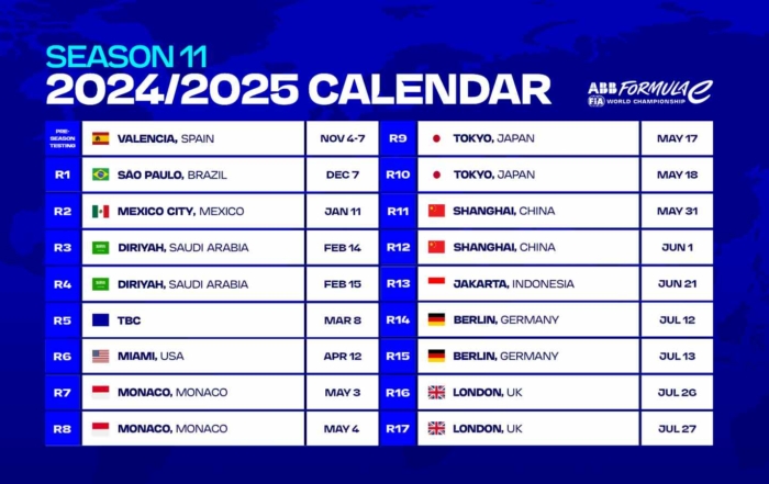 Formula E Season 11 Calendar