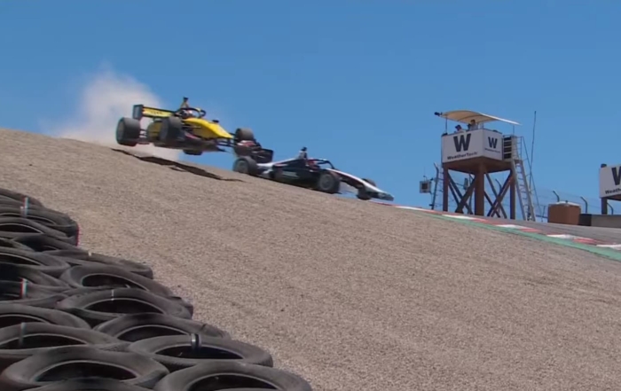 Reece Gold's Indy NXT Car Flies Over Corkscrew