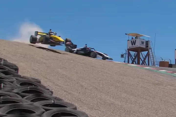 Reece Gold’s Indy NXT Car Flies Down Corkscrew [video]