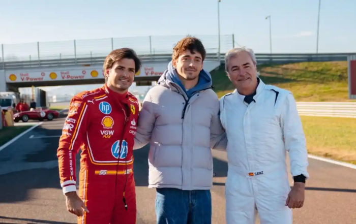 Carlos Sainz father and son with Charles Leclerc