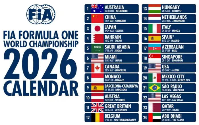 2026 f1 calendar