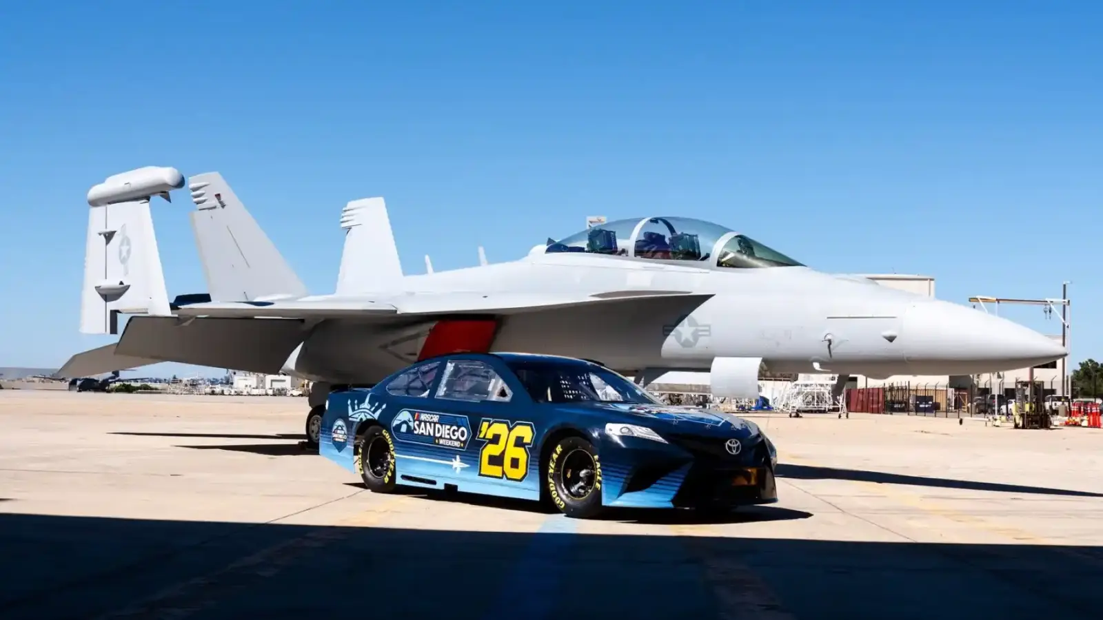 Nascar Meets Top Gun Ahead of Naval Base Race [video]