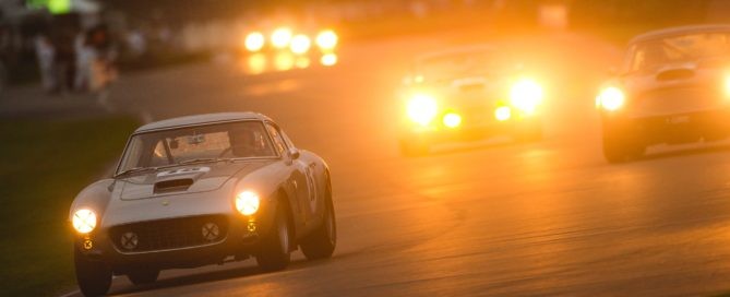 A Ferrari 250 GT SWB is chased by an Aston Martin DB4 GT at the most expensive motor race