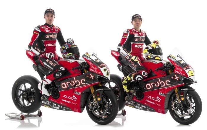 Alvaro Bautista and team-mate Chaz Davies