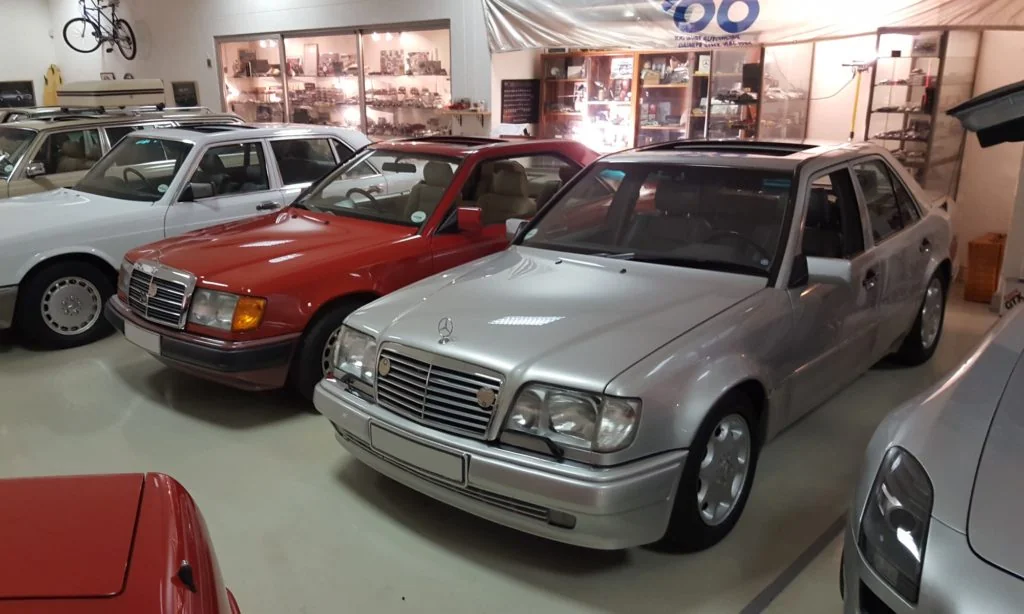 An extremely rare Mercedes E500. The car features a V8 engine, bespoke body panels and lower ride height. It was famously built by Porsche.