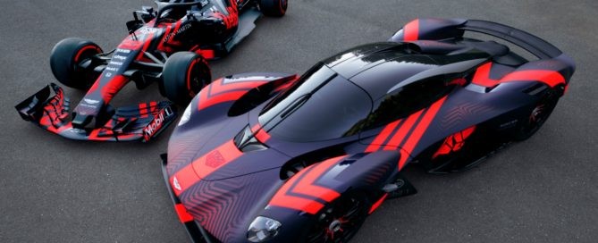 Aston Martin Valkyrie and F1 car