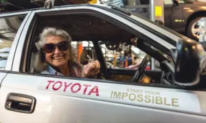 80-year old Cape Woman Drives Toyota Conquest to London
