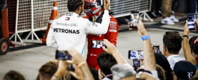 Hamilton chats with Leclerc
