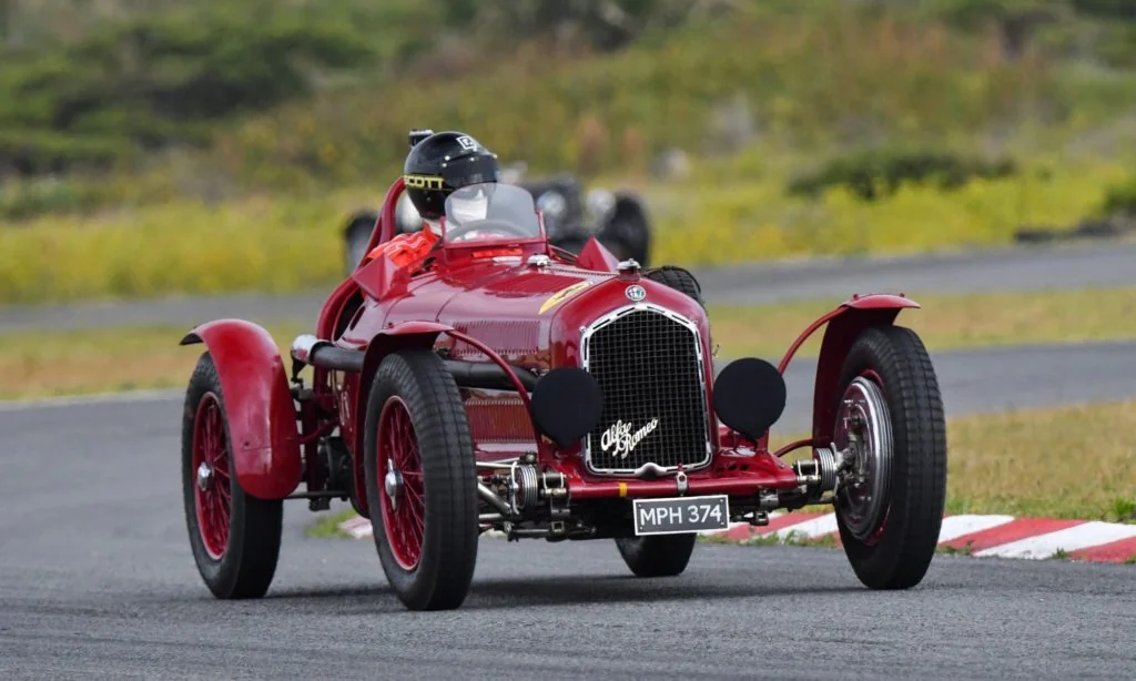 The famous old Alfa Romeo racecar in action