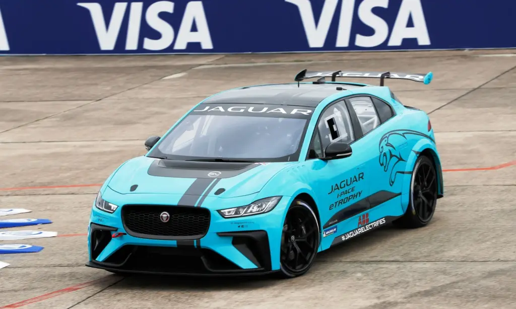 Jaguar I-Pace eTrophy racecar dynamic debut