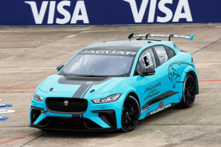 Jaguar I-Pace eTrophy racecar dynamic debut