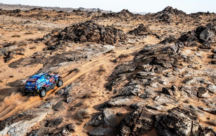 Jakub Przygonski and Timo Gottschalk in the Mini John Cooper Works Rally by Orlen X-Raid Team during Stage 4 of the Dakar 2020 (Photo Charly Lopez for ASO)