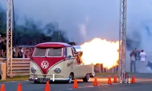 Jet Powered VW Bus [video]