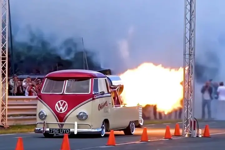 Jet Powered VW Bus [video]