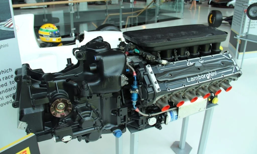 Lamborghini V12 F1 engine as tested by Ayrton Senna