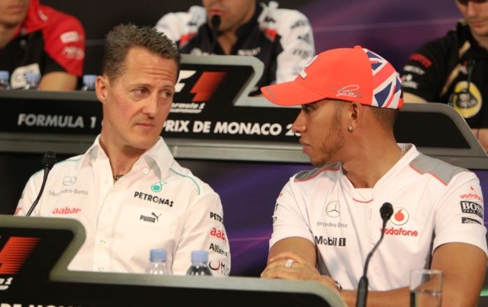 Michael Schumacher and Lewis Hamilton