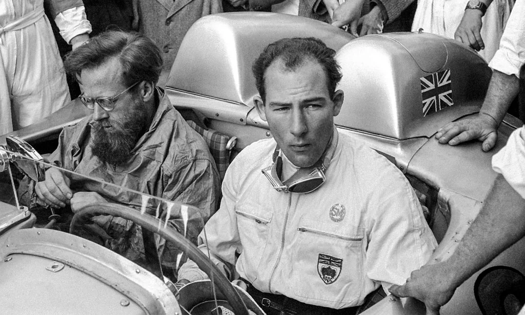 Stirling Moss won the legendary Mille Miglia road race with his co-driver Denis Jenkinson in a Mercedes-Benz racing sports car 300 SLR (W 196 S) in the best ever time achieved.