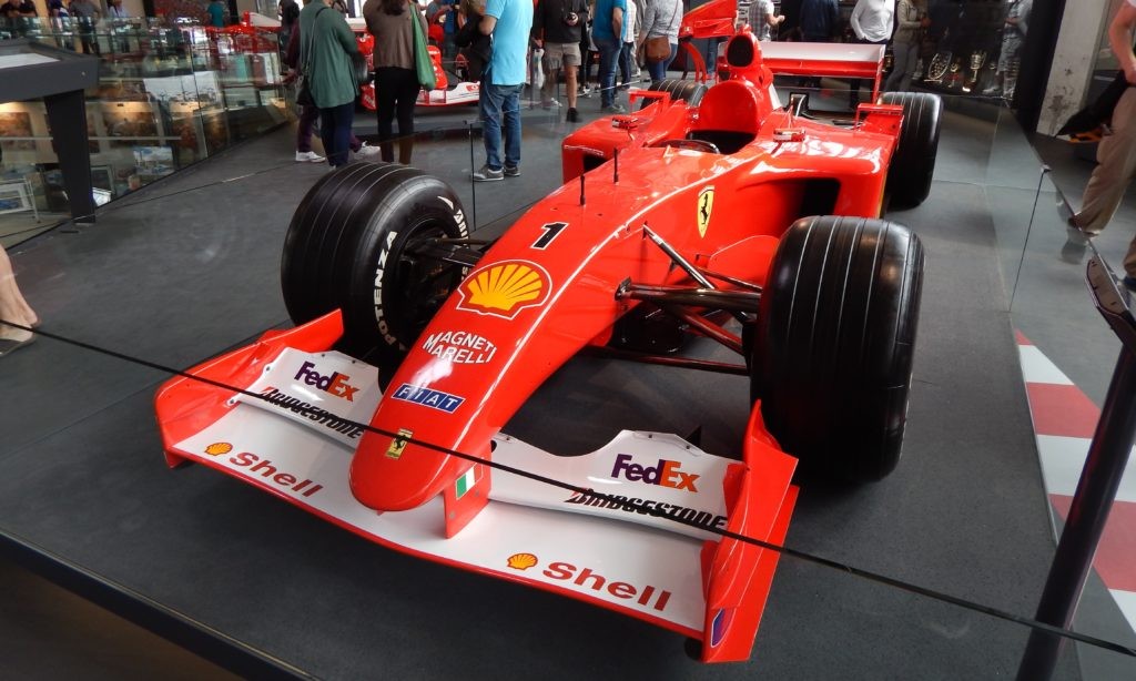 One of seven Ferraris on display