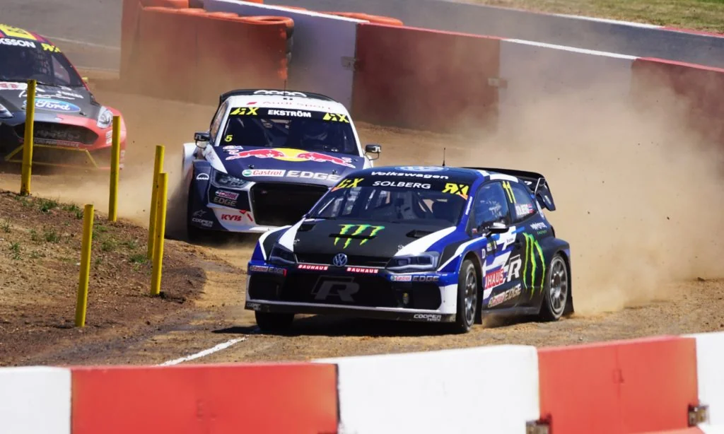 Petter Solberg at full tilt through the chicane.