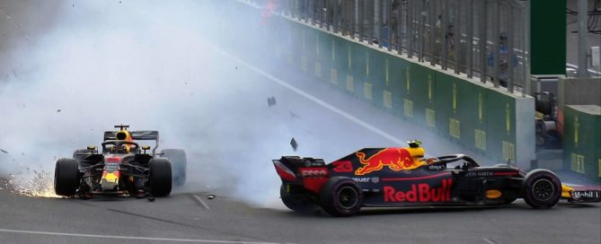 RBR drivers crash into each other at Baku 2018