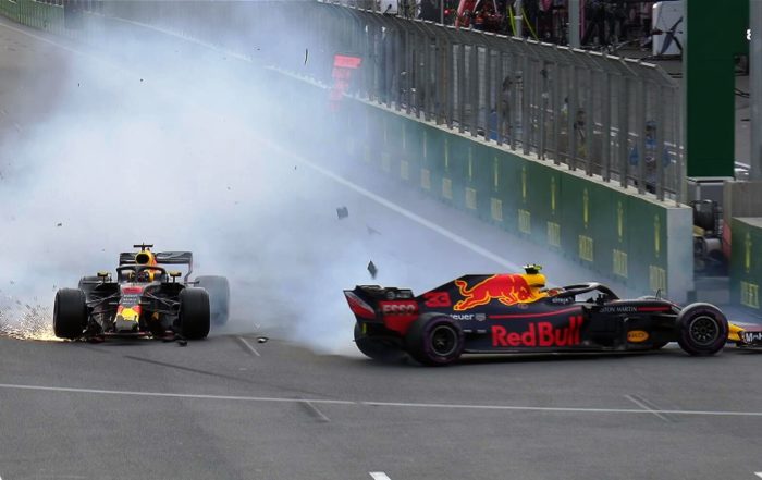 RBR drivers crash into each other at Baku 2018