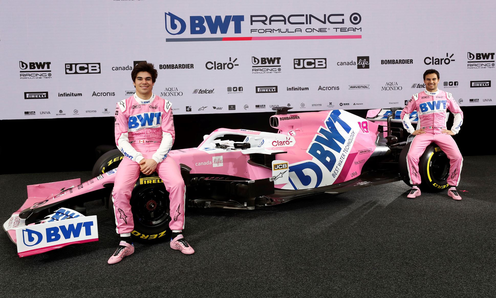 Racing Point drivers Lance Stroll and Sergio Perez