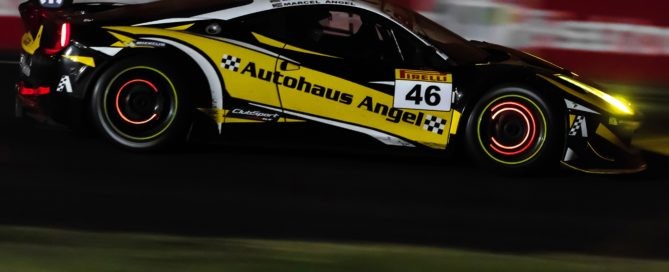 Racing into darkness creates great, unique images such as these glowing brake discs of the Ferrari 458 GT3.
