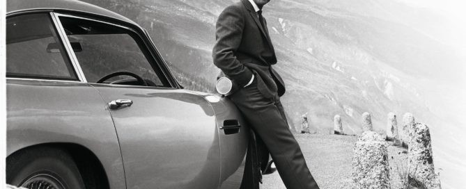 Sean Connery as James Bond with the Aston Martin DB5
