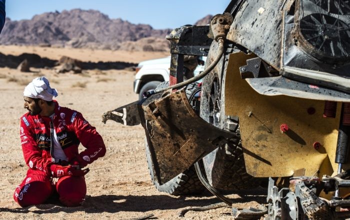 Sheikh Khalid Al Qassimi and Xavier Panseri crashed their Peugeot 3008 DKR during Stage 3 of Dakar 2020 on January 7 (Photo Charly Lopez for ASO)