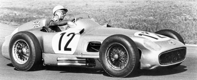 Stirling Moss won the British Grand Prix in Aintree on 16 July 1955 in a W196R Mercedes-Benz Formula 1 car. It was the first victory for a British racing driver at this Grand Prix.
