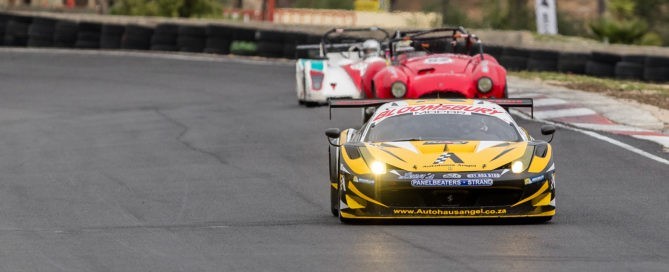 The Autohaus Angel Ferrari 458 GT3 of Angel and Angel, ahead of a Cobra and sports prototype, would go on to finished second overall one lap adrift of the winners.