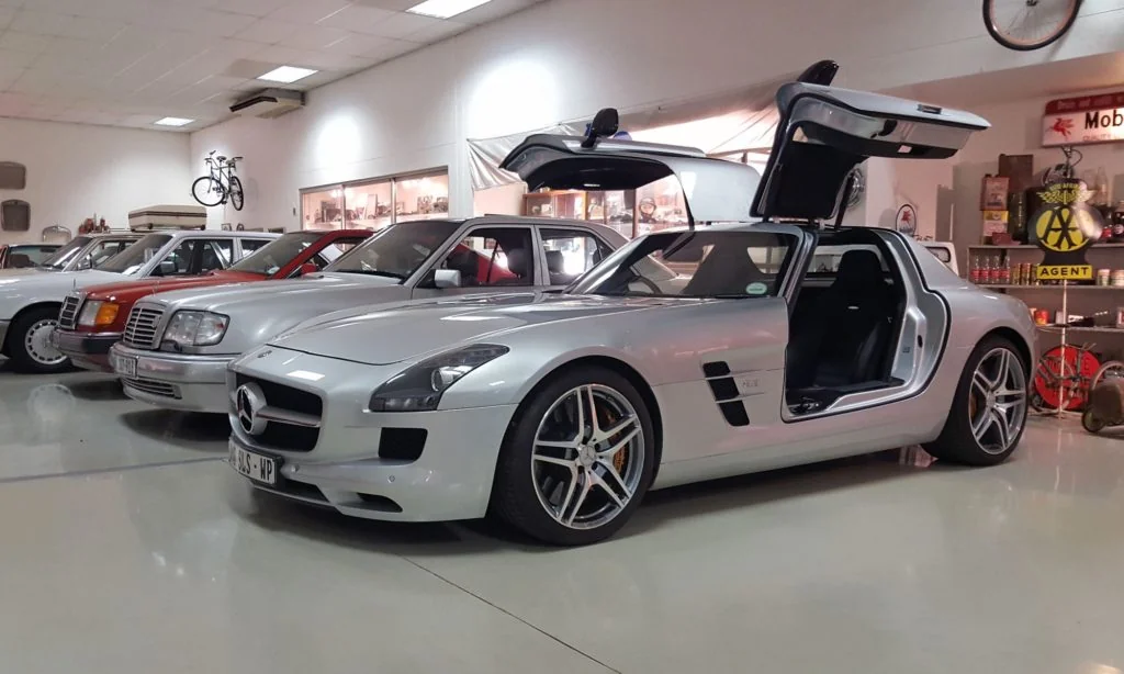 The SLS AMG aka the modern Gullwing with its wings up.