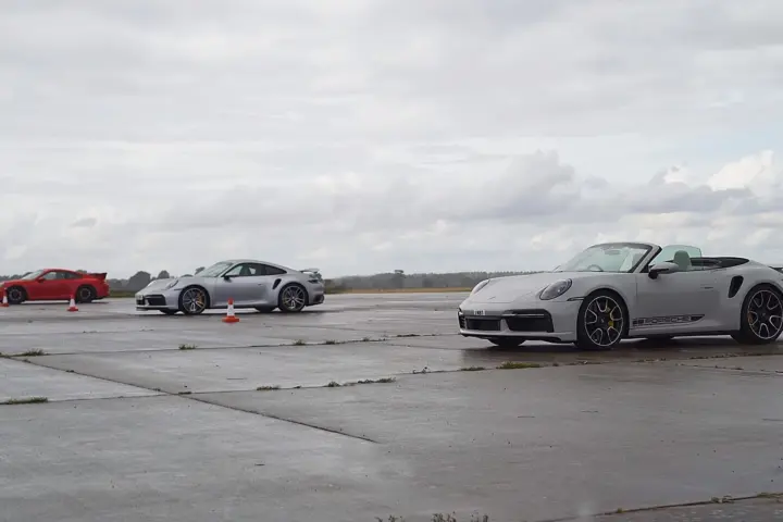 Three-way Porsche Drag Race [video]